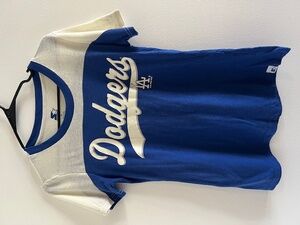 Ladies Starter LA Dodgers T-Shirt Blue and White